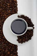 coffee beans and cup