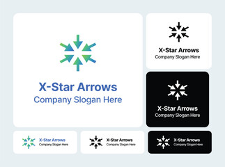 X-Star Arrows Logo | Dynamic Crossed Arrows Design