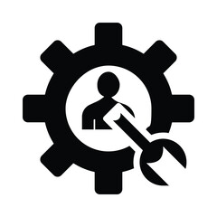 Mechanical Wrench and Gear Icon Crossed Together