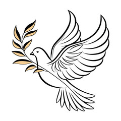Stylized Dove of Peace with Glowing Wings for Pentecost Art