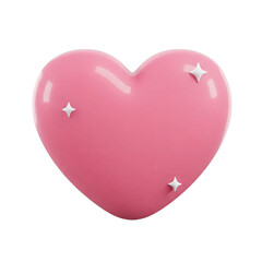 Pink Heart 3D icon symbol vector transparent no background