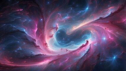 A vibrant and colorful depiction of a celestial nebula