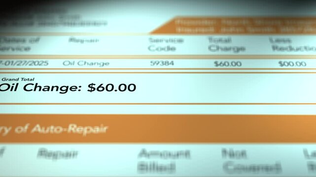 Automotive Bill Concept - Oil Change.