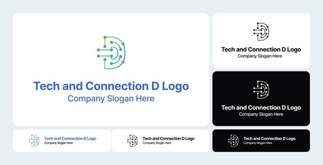 Tech and Connection D Logo | Digital & Network Branding