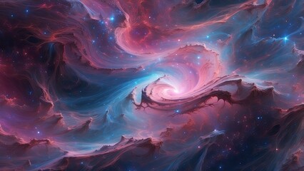 A vibrant and colorful depiction of a celestial nebula