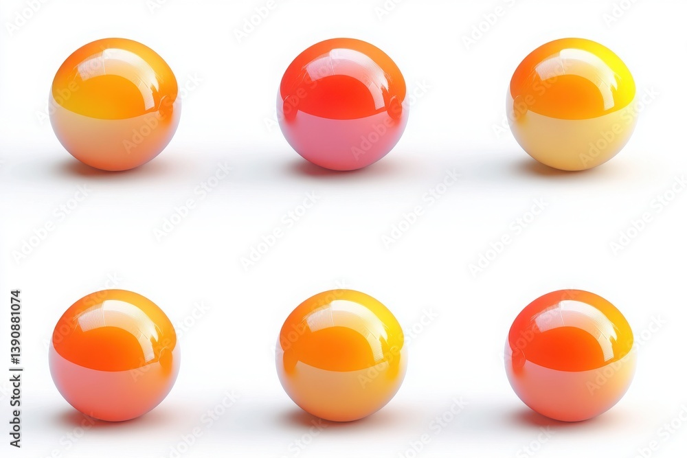 Poster glossy 3d rendering mix color round objects