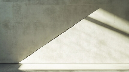 Obraz premium Diagonal crack splitting a white wall with soft shadow