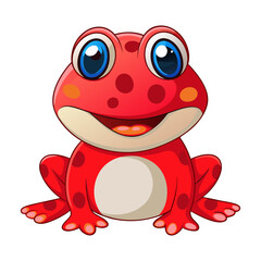 Funny Green Frog Cartoon Character Smiling in a Cute and Happy Style