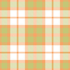 Fire apricot and Neon greenish beige Seamless Tartan Fabric Design