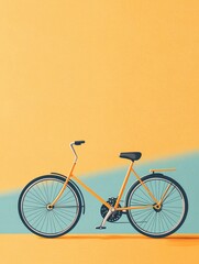 Fototapeta premium Vintage Bicycle Art Illustration Yellow Background Style Transportation Design