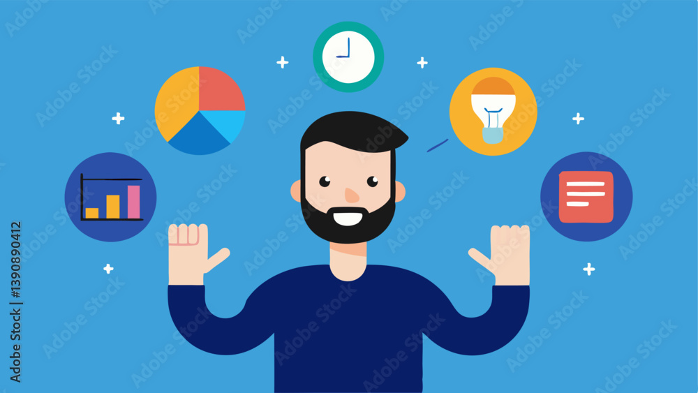 Aufkleber animated infographics a vector showing an influencer animatedly explaining a pie chart about spendin
