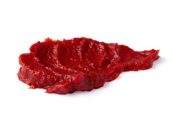 Obraz premium smear drop of red tomato paste isolated on white background