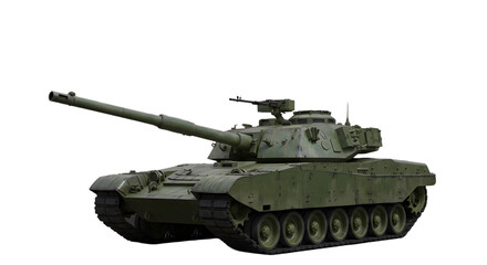 A military tank with a long barrel on a black isolated background view