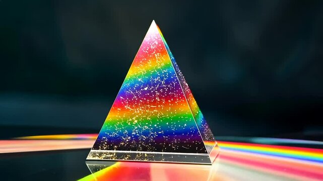 Glasprisma mit Regenbogenspektrum im Licht