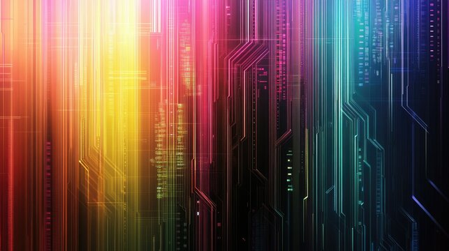 Vibrant abstract digital background showcasing colorful vertical lines and glowing elements. creating a futuristic atmosphere ideal for technology and design themes