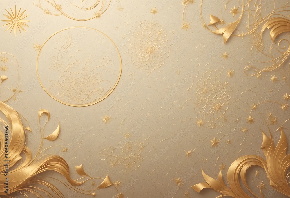 Poster warm textured japanese pattern background. beige and gold tones create elegant style. decorative sta
