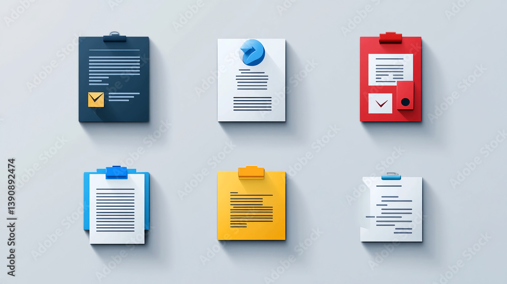 Poster clipboard checklist document business report task management organization planning form data informa