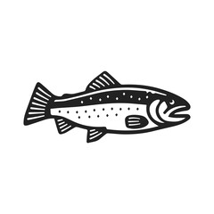 Trout Vector, Fish Vector, Trout Outline, Trout Fishing, Fishing Vector, Fish Logo, Trout Logo, Fresh Water Fish, Trout Illustration, Seafood Vector, Vector Illustration Background