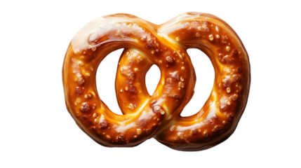 A deliciously glazed pretzel with a shiny appetizing appearance perfect for food photography