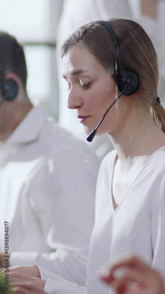 Poster Customer Service Representatives working in a Modern Office Setting and Environment for Efficiency