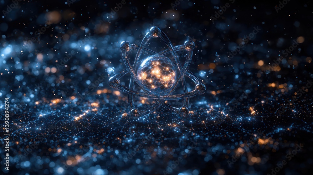 Poster atomic structure: a glimmering universe of subatomic particles