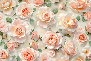 The arrangement of pink roses is set against a soft pastel background and is truly beautiful