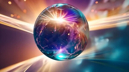Light pulses through a crystal ball, sending out ethereal beams that illuminate the surrounding space - Powered by Adobe