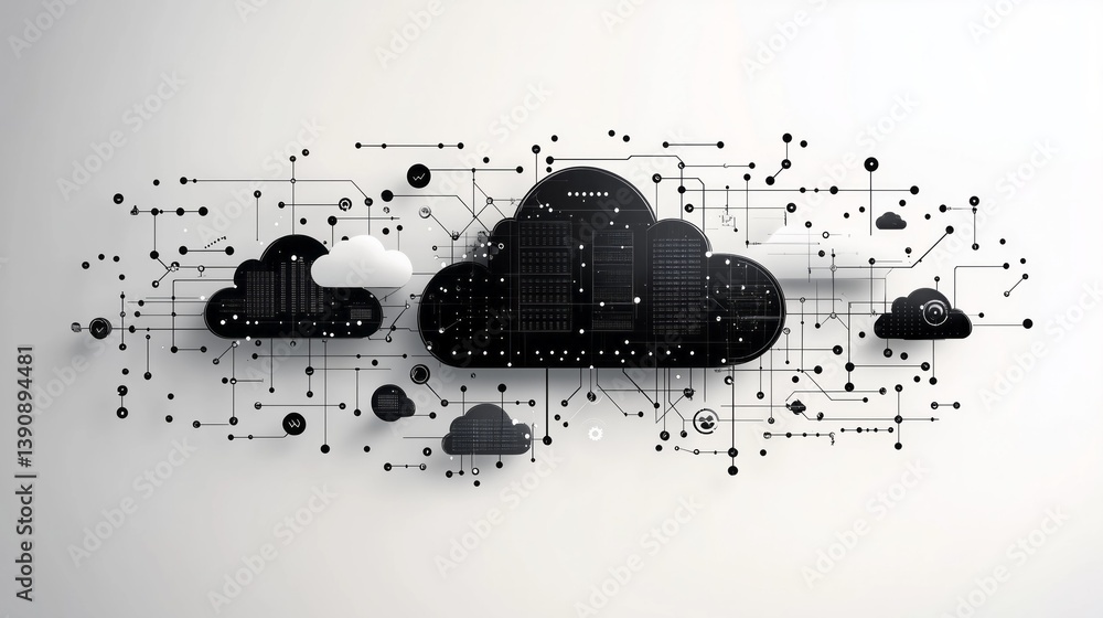 Aufkleber cloud computing network connecting servers and data centers