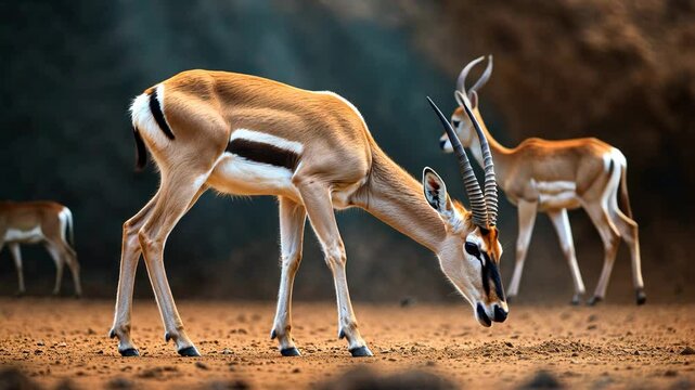 Deer in their natural environment. Majestic and sizable deer within the thick woods. Wildlife and highly uncommon species.