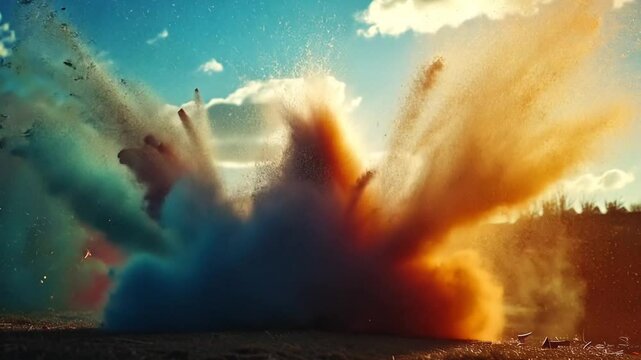 Bunte Farbexplosion vor hellem Hintergrund