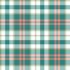 Plaid pattern seamless. Dusky peachy pink & Metallic bluegreen Tartan Fabric Design. 