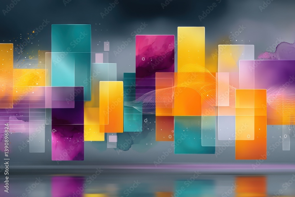 Aufkleber abstract colorful shapes with a modern design on a dark background
