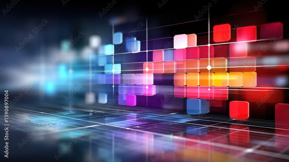 Poster abstract digital background with colorful geometric shapes