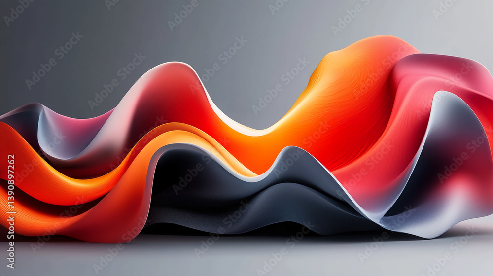Poster abstract wallpaper background design with orange red gray gradient waves for desktop and mobile scre
