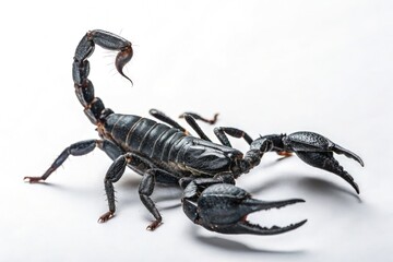 Close-up of a Black Scorpion in a Studio Setting Generative AI