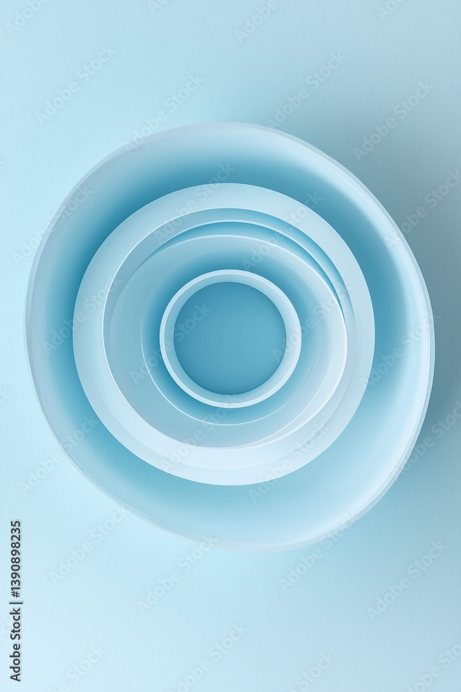 Poster pastel blue concentric circles creating tunnel effect on textured background