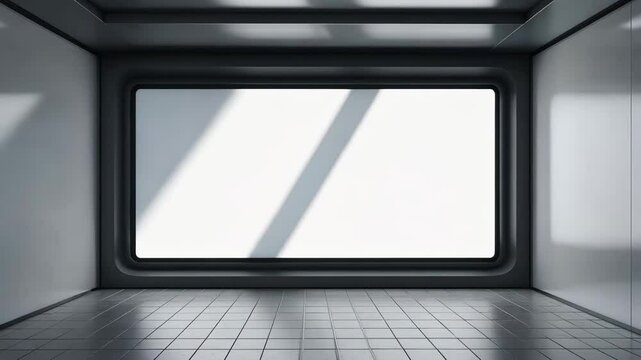Shopping mall indoor outdoor lighting design template. Blank billboard mock-up in a subway station, underground environment. Urban light box interior ad metro horizontal.