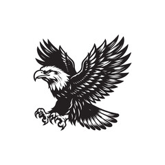 A vector illustration of a Bald Eagle, ideal for wildlife designs, nature projects, and patriotic themes. Perfect for educational materials and artistic work celebrating this majestic bird of prey.