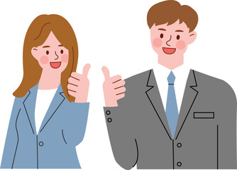 Business team showing a thumbs up sign.