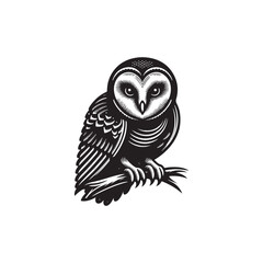 Fototapeta premium A vector illustration of a Barn Owl, perfect for wildlife designs, bird projects, and nature-themed creative work. Ideal for educational materials and artistic projects featuring nocturnal birds.