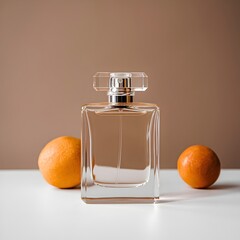 Elegant Perfume Bottle with Amber Liquid on Light Background