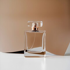 Elegant Perfume Bottle with Amber Liquid on Light Background