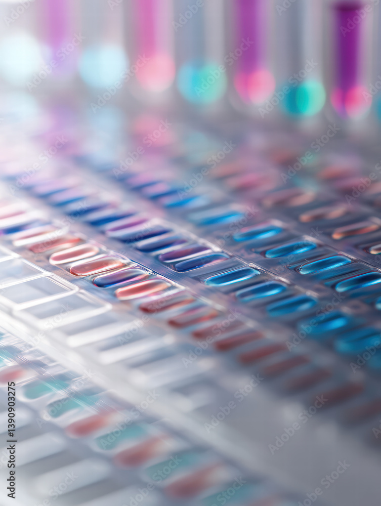 Aufkleber laboratory array: a striking, close-up view of a laboratory array, filled with an assortment of vibr