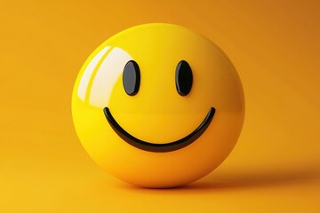A yellow smiley face with a big smile against a yellow backdrop