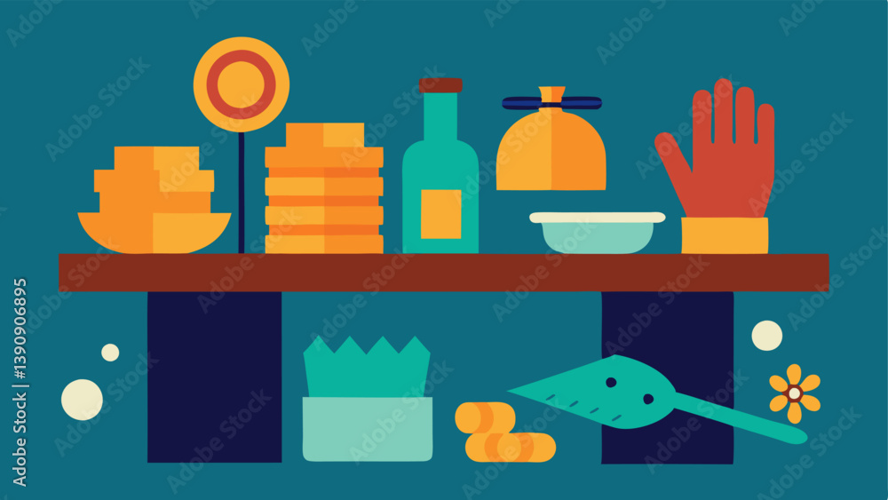 Poster multiple evidence items on a table a scene depicting a table with various collected items e.g. coins