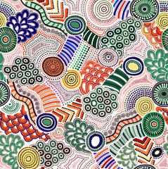 Abstract hand-drawn drawing of bright colors of chaotic shapes.Seamless pattern.