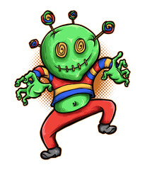 Whimsical Alien Illustration: A vibrant, cartoonish alien with a captivating design, perfect for conveying a sense of fun, fantasy, and otherworldly charm. 