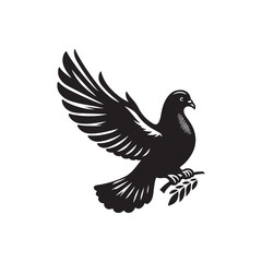 Obraz premium A graceful vector illustration of a dove, symbolizing peace and tranquility. Perfect for use in wedding invitations, peace-themed designs, and projects celebrating love and harmony.