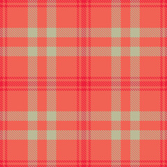 Iridescent coral Seamless Tartan with Dusty neon red accents Fabric Design