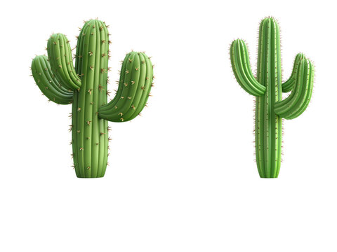 3D Mexican Cactus on Transparent Background, Generative AI.